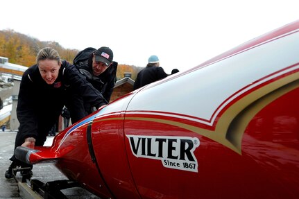 Sgt. Shauna Rohbock of the Utah National Guard will compete in the
women's bobsledding event tonight and tomorrow at the Winter Olympic Games in Vancouver, British Columbia, Canada.