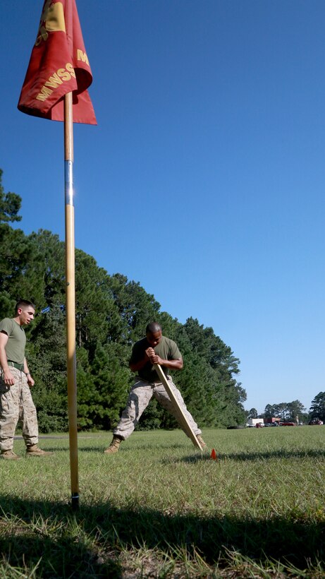 The Marines of Marine Wing Support Squadron 273 participate in a squadron-wide field meet aboard Marine Corps Air Station Beaufort, Oct. 10. The field meet consisted of various events including humvee pull, 7-ton pull, relay race, obstacle course relay, tug-of-war and a pull up competition. Marine Wing Support Squadron 273 provides all essential aviation ground support to a designated fixed-wing component of a Marine Aviation Combat Element (ACE), and all supporting or attached elements of the Marine Air Control Group (MACG). This support includes: internal airfield communications, weather services, expeditionary airfield services, aircraft rescue and firefighting, aircraft and ground refueling, essential engineering services, motor transport, messing, chemical defense, security and law enforcement, airbase commandant functions, and explosive ordinance disposal.