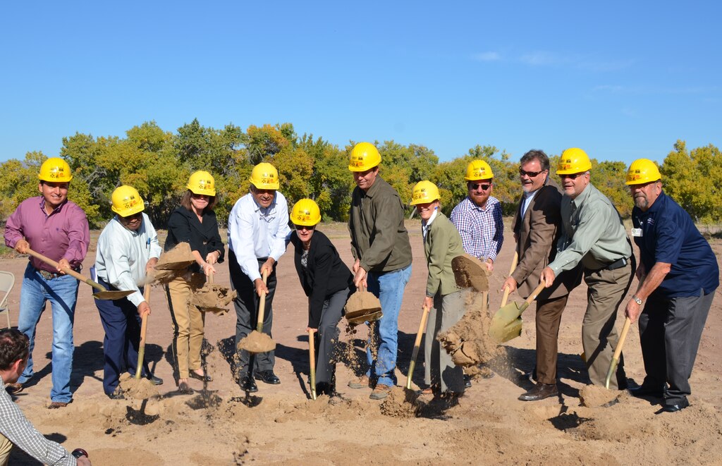 SOCORRO, N.M., -- The Honorable Jo-Ellen Darcy, Assistant Secretary of the Army (Civil Works), (third from left), joins representatives from various agencies to break ground on the first two phases of the San Acacia Levee project, Oct. 22, 2014. 