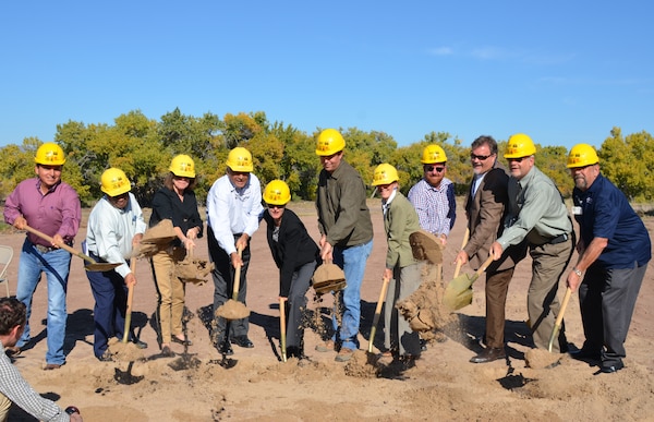 SOCORRO, N.M., -- The Honorable Jo-Ellen Darcy, Assistant Secretary of the Army (Civil Works), (third from left), joins representatives from various agencies to break ground on the first two phases of the San Acacia Levee project, Oct. 22, 2014. 