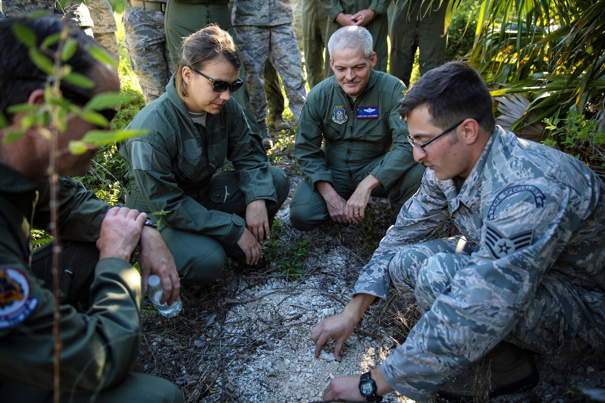 Airmen from the 315th Airlift Wing at Joint Base Charleston, S.C. participate in Survival Evasion, Resistance and Escape training Oct. 17, 2014 at Key West Naval Air Station, Fla. The four-day training mission included 117 members from the 315th AW and was part of the wing’s Unit Effectiveness Inspection training, which is the U.S. Air Force’s new way of evaluating a unit’s wartime, contingency and force sustainment readiness. (U.S. Air Force Photo by Tech. Sgt. Shane Ellis)
