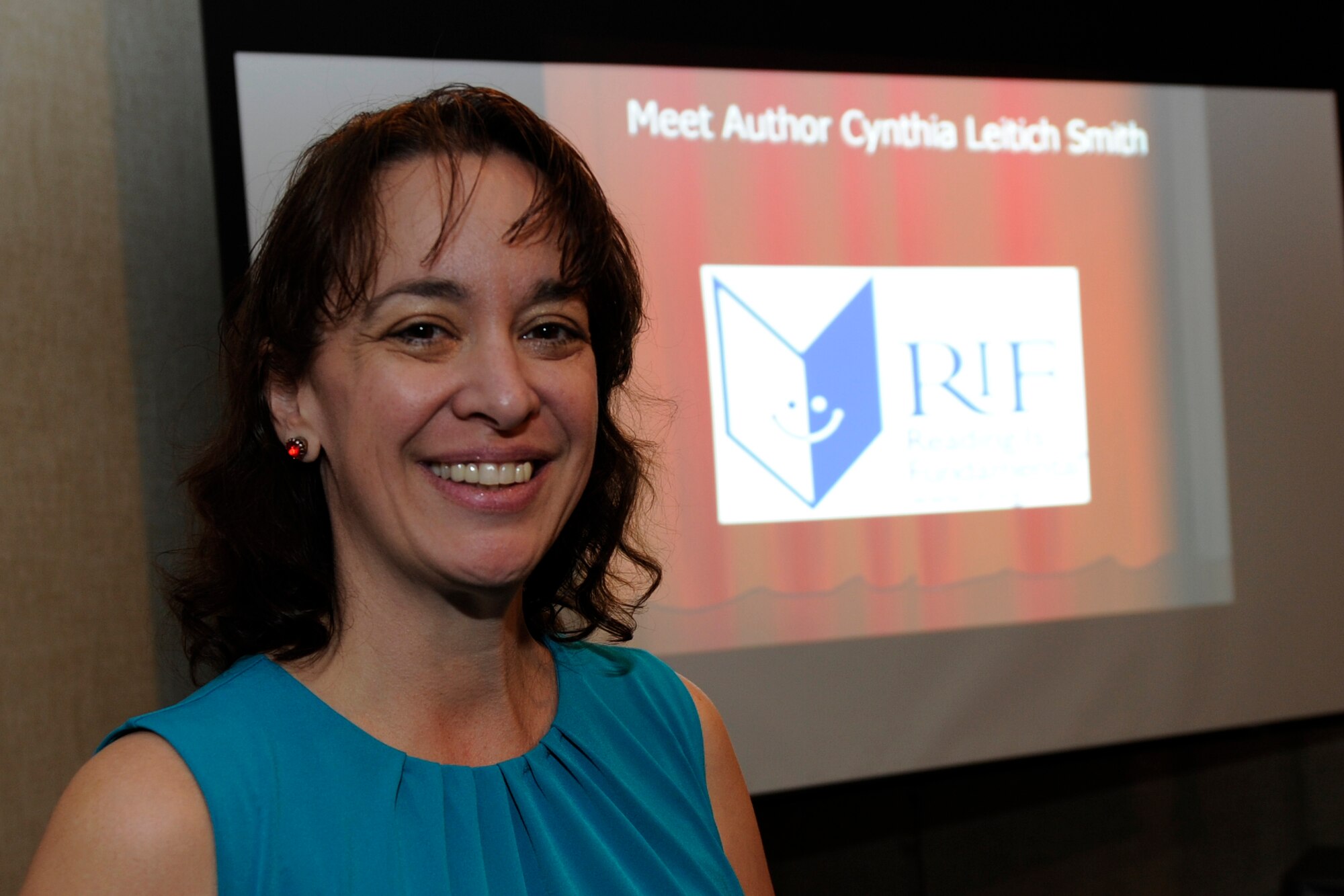 Cynthia Leitich Smith, New York Times Best-Selling author, speaks about her work to youth center children on Joint Base Andrews, Md., Oct 24, 2014. JBA youth received free copies of her books through the Reading Is Fundamental program, the largest children’s literacy nonprofit organization in the United States. (U.S Air Force photo/ Senior Airman Nesha Humes)