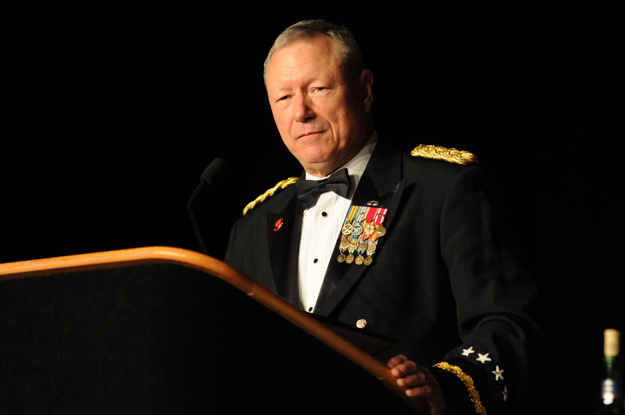 Gen. Frank Grass, Chief of the National Guard Bureau, Joint Chiefs of Staff, Washington, D.C., delivers remarks during the 36th Annual Salute to the Military Oct. 21, 2014, at the Mississippi Coast Coliseum in Biloxi, Miss.  Grass was the guest speaker for the event. (U.S. Air Force photo by Kemberly Groue)
