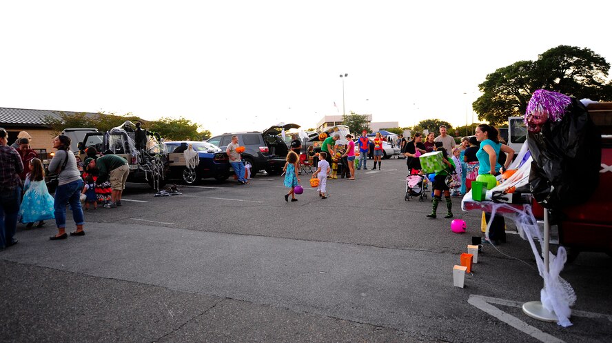 The 1st Special Operations Maintenance Group host a Trunk-N-Treat event on Hurlburt Field, Fla., Oct. 17, 2014. The event included a bouncy castle, a pirate ship and lots of candy for Air Commando children. (U.S. Air Force photo/Airman 1st Class Andrea Posey)