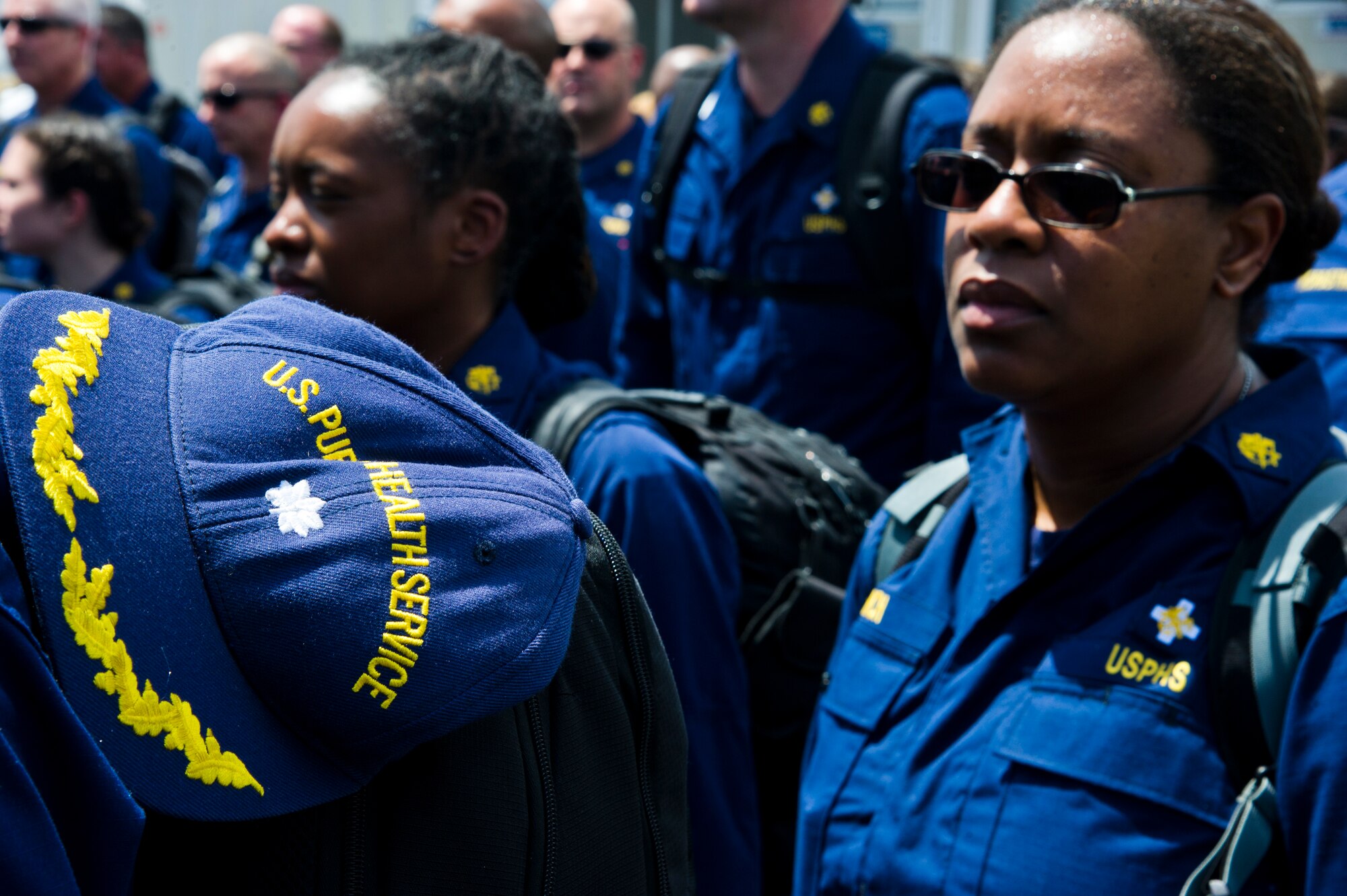 ROBERTS INTERNATIONAL AIRPORT, Republic of Liberia - Members of the U.S. Public Health Service arrive here, during Operation UNITED ASSISTANCE, October 27, 2014. The medical staff of the USPHS will aid Ebola patient medical staff who need medical care. OUA is a U.S. Africa Command-led operation to provide command and control, logistics, training and engineering support to the U.S. government’s efforts to contain the Ebola virus outbreak in West African nations. (U.S. Air Force photo/Staff Sgt. Gustavo Gonzalez/RELEASED)