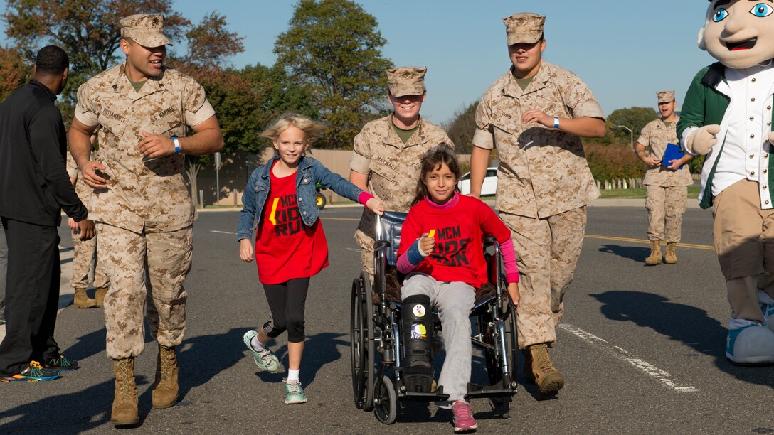 More than 3,000 children participated in the Marine Corps Marathon Kids Run Nov. 25 at the Pentagon in Arlington, VA. Children ages 5-12 had the opportunity to get active and run a one-mile lap for fun around the five-sided building.