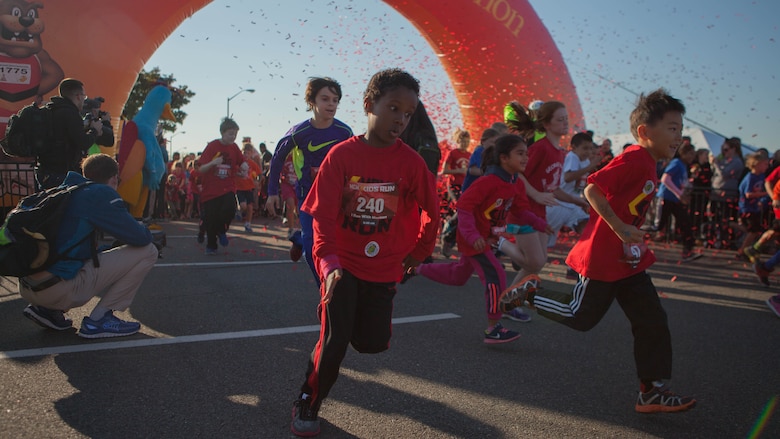 More than 3,000 children participated in the Marine Corps Marathon Kids Run Nov. 25 at the Pentagon in Arlington, VA. Children ages 5-12 had the opportunity to get active and run a one-mile lap for fun around the five-sided building. 