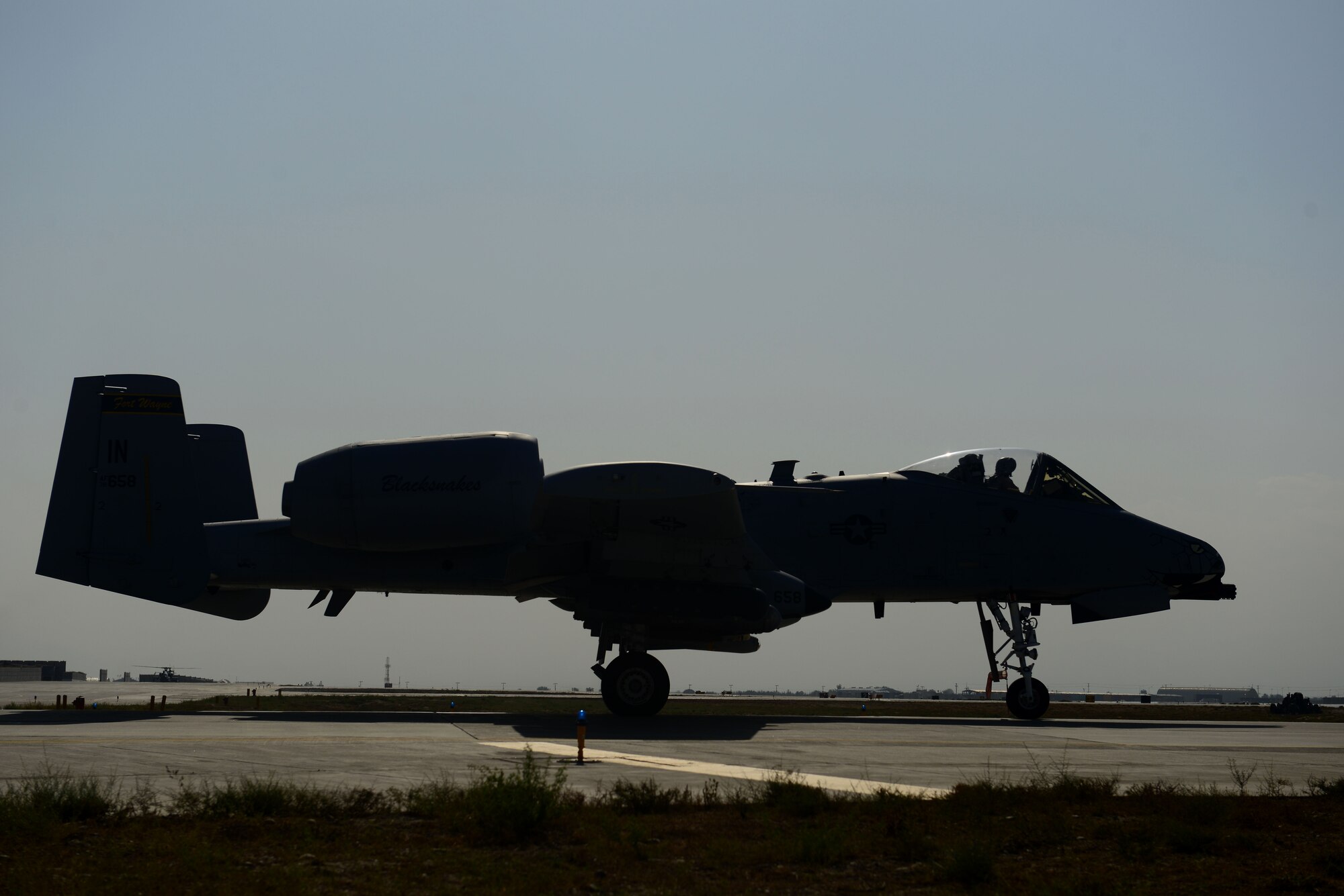 A U.S. Air Force A-10 Thunderbolt prepares for take off at Bagram Airfield, Afghanistan Oct. 24, 2014.  Deployed service members help operate 46 different types of aircraft in-and-out of the buisiest single runway airfield in the Department of Defense. (U.S. Air Force photo by Staff Sgt. Evelyn Chavez/Released)
