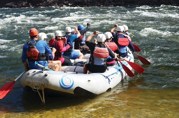 Just below the Summersville Dam, some of the season’s first whitewater rafters begin their trip down the challenging Gauley.