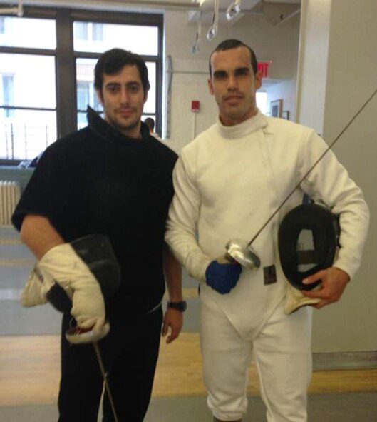 Tech. Sgt. Gervacio Maldonado stands with Coach Slava Zingerman, a three-time NCAA fencing champion, ranked second in the world. (Courtesy photo)
