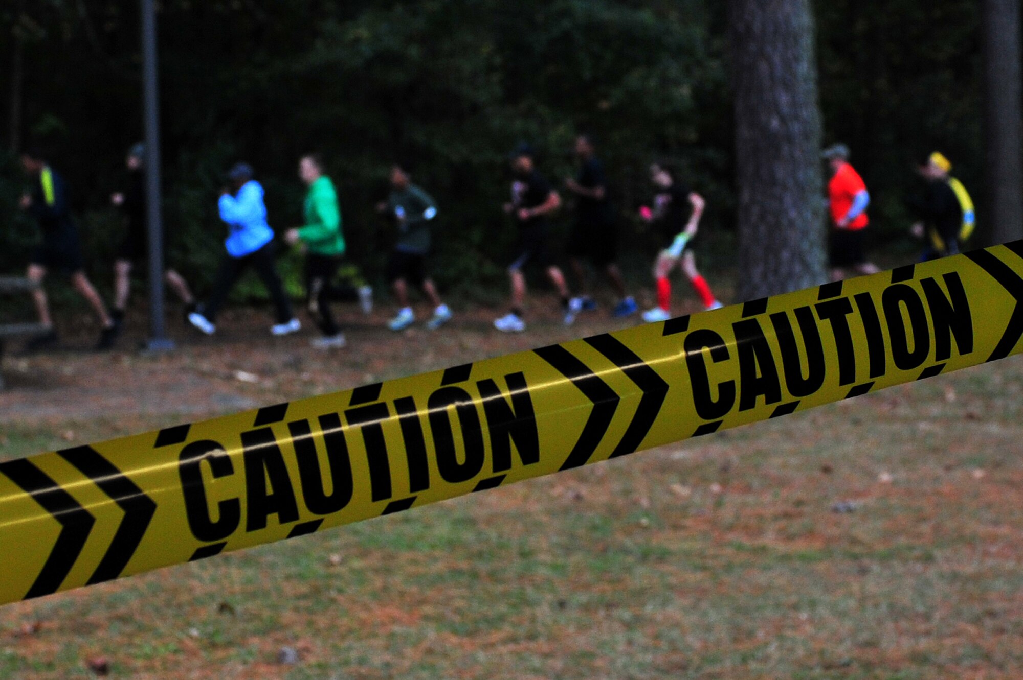 Members of Team Seymour run for their lives during a Zombie 5K at Seymour Johnson Air Force Base, North Carolina, Oct. 24. (U.S. Air Force photo/Senior Airman John Nieves Camacho)