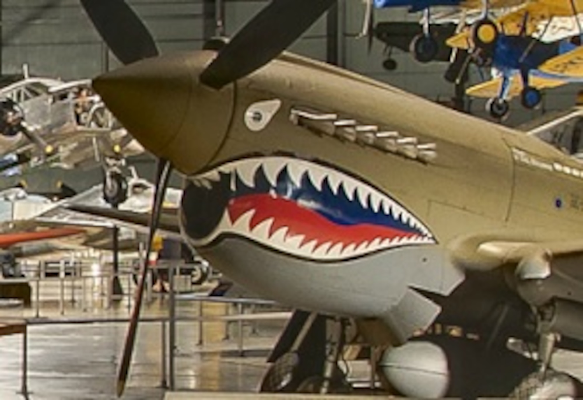 WORLD WAR II GALLERY - Around the B-25, discover a hungry shark mouth. (Screenshot from NMUSAF Virtual Tour)