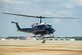 The first of three UH-1N helicopters, previously owned by the U.S. Marine Corps, lands at Joint Base Andrews, Md., Oct. 21, 2014. The helicopters will bring increased mission capability for the 11th Wing to support its critical missions. (U.S. Air Force photo/Staff Sgt. Robert Cloys)