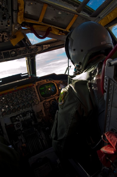 U.S. Air Force Capt. Creighton Moorman, 23rd Bomb Squadron assistant training flight commander, looks at the navigation system of a B-52H Stratofortress during a simulated nuclear response mission of Global Thunder 15 at Minot Air Force Base, N.D., Oct. 26, 2014. Global Thunder is a U.S. Strategic Command annual field training and battle staff exercise designed to exercise all mission areas with primary emphasis on nuclear command, control and communications. This field training and battle staff exercise provides training opportunities for components, task forces, units, and command posts to deter and, if necessary, defeat a military attack against the United States and to employ forces as directed by the president. (U.S. Air Force photo by Senior Airman Malia Jenkins)