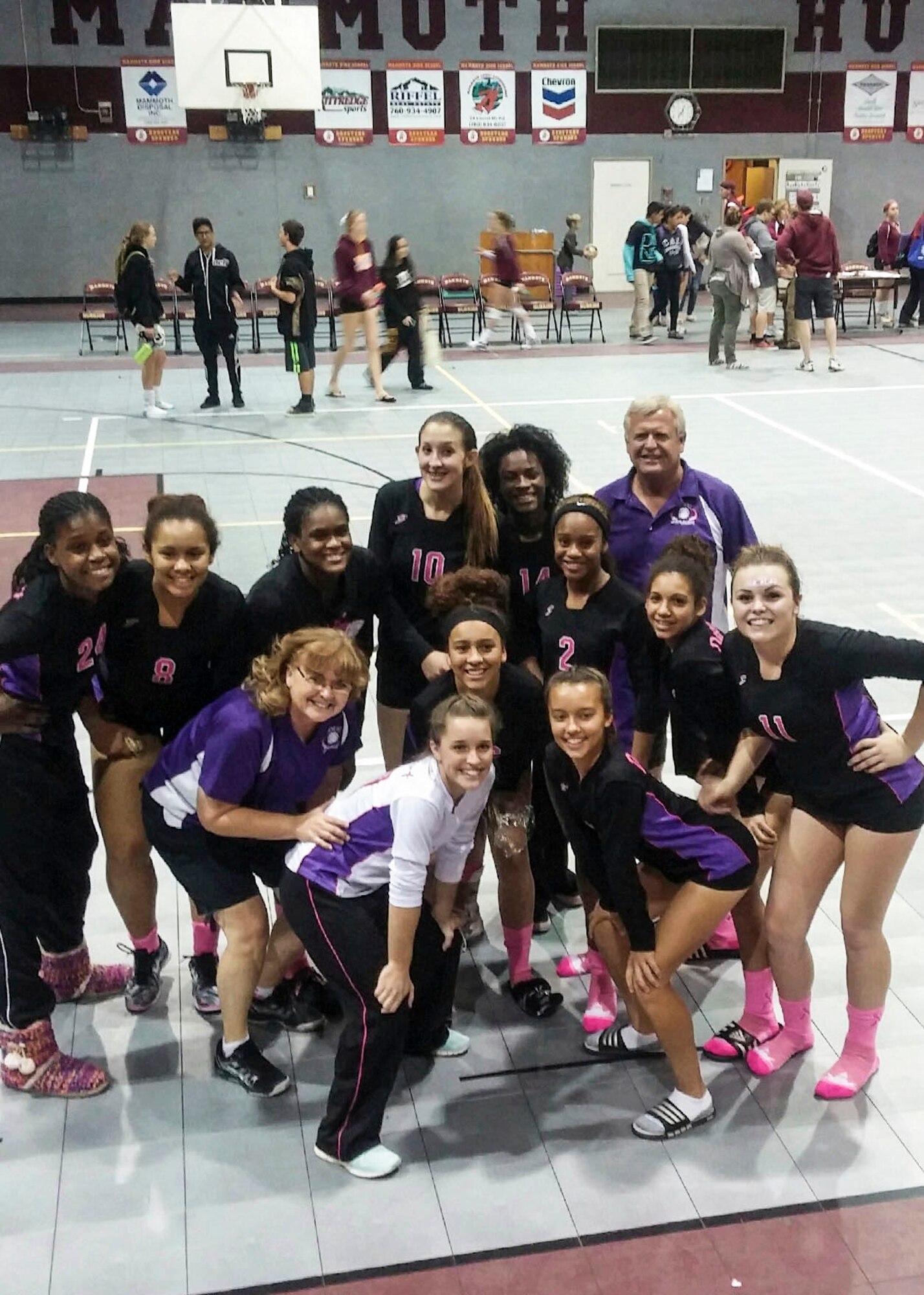 Athletes of the Desert High School Girls Volleyball team pose for a group photo following their win at Mammoth High School Oct. 28. The Scorpions won 3-0.(Courtesy photo by Vincent Doss)