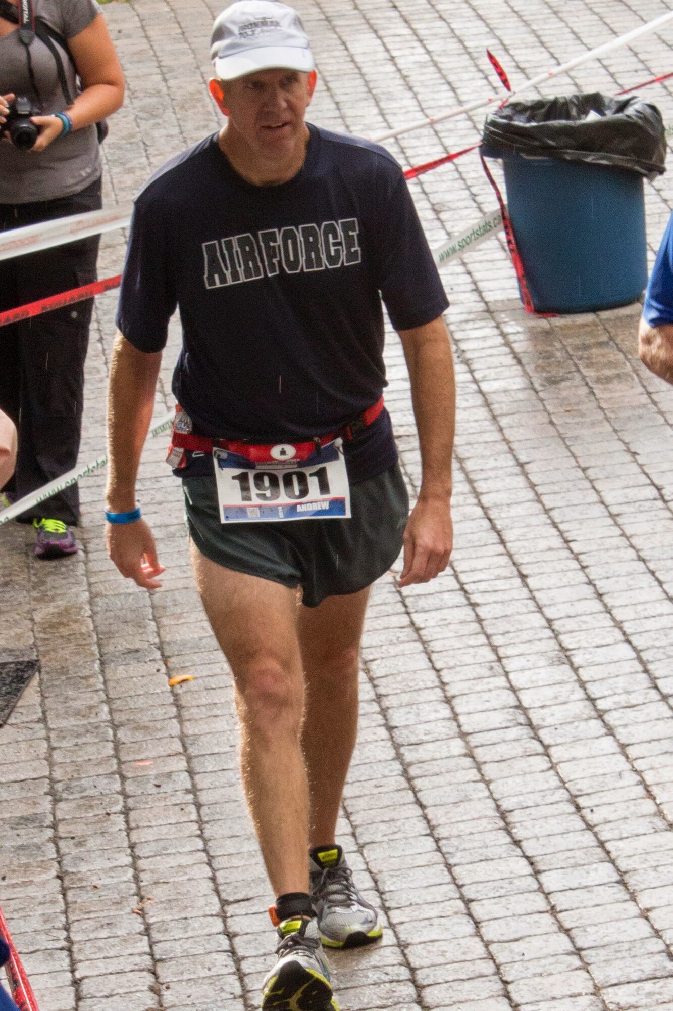 Technical Sergeant Andrew Lowe participating in the marathon portion of the North American Ironman Championship in Mont Tremblant, Quebec, Canada.