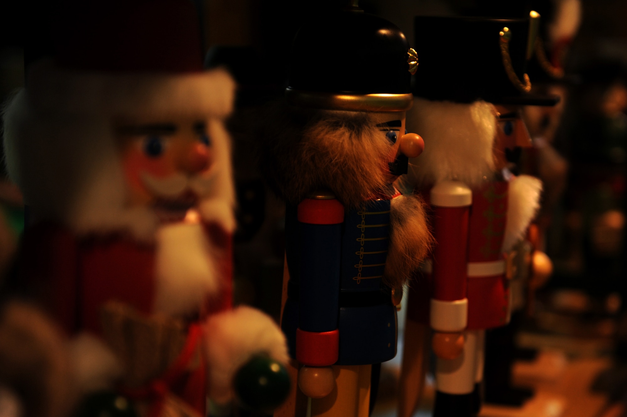 Wooden nutcrackers are displayed at a vendor’s stand during the 2014 Holiday Bazaar in Hangar 1 at Spangdahlem Air Base, Germany, Oct. 25, 2014. The bazaar hosted products from various vendors in different parts of Europe. (U.S. Air Force photo by Airman 1st Class Timothy Kim/Released)