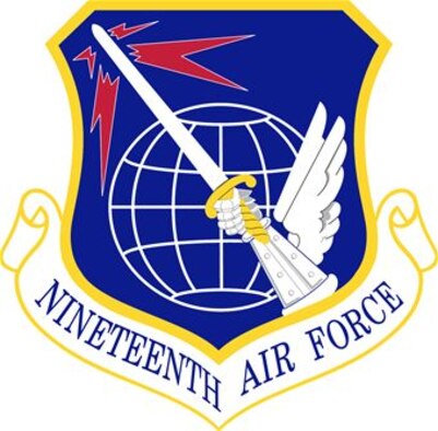 Nineteeth Air Force logo.
Nineteenth Air Force is headquartered at Joint Base San Antonio-Randolph, Texas.