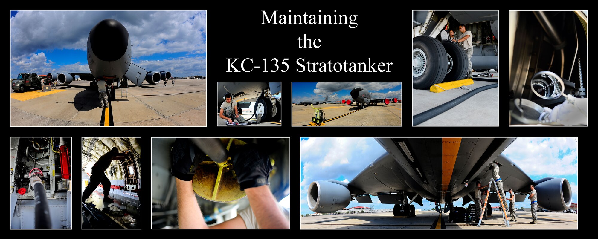 The KC-135 Stratotanker provides aerial refueling capability for the Air Force, Navy, and Marine Corps and has done so for over 50 years. There are currently 16 KC-135s stationed at MacDill Air Force Base, Fla. It can hold up to 200,000 lbs. of fuel and can double as a medical evacuation aircraft. (U.S. Air Force photo story by Senior Airman Melanie Bulow-Gonterman/Released)  