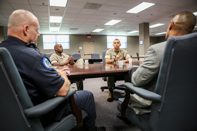 The Police Chiefs’ Association held their monthly meeting aboard Marine Corps Air Station Beaufort, Oct. 23. Representatives from departments included the Marine Corps’ Provost Marshal’s Office, FBI and City of Beaufort Police Department. 