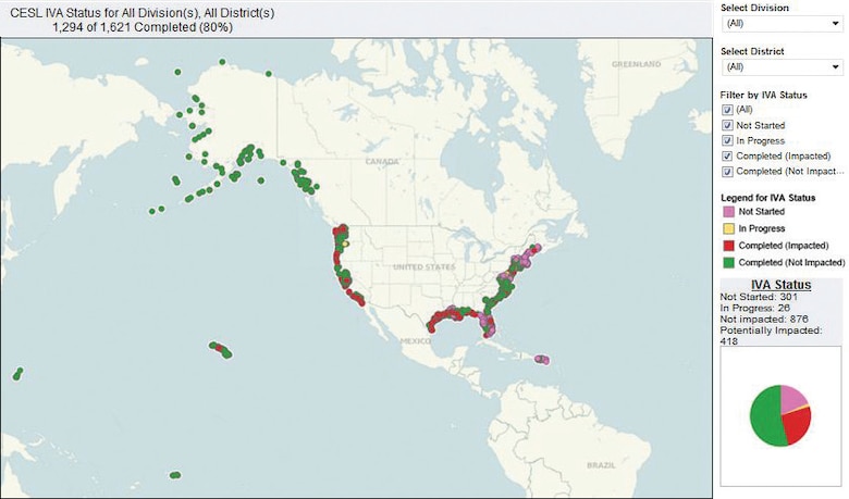 View of progress on USACE initial vulnerability assessment projects with respect to sea level change as of June 16, 2014.