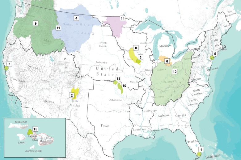 Location map for the responses to climate change adaptation pilot studies.