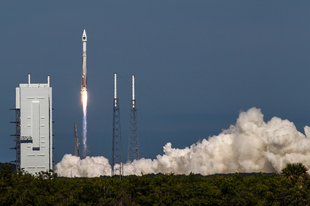 The U.S. Air Force supported the successful launch of a United Launch Alliance Atlas V rocket carrying the Air Force's eighth Block IIF navigation satellite for the Global Positioning System at 1:21 p.m. EDT Oct. 29, 2014, from Space Launch Complex 41, Cape Canaveral Air Force Station, Fla. GPS is a space-based, worldwide navigation system providing users with highly accurate, three-dimensional position, velocity and timing information 24 hours a day in all weather conditions and GPS satellites also serve and protect our warfighters by providing navigational assistance for U.S. military operations on land, at sea, and in the air. (United Launch Alliance photo/John Studwell)