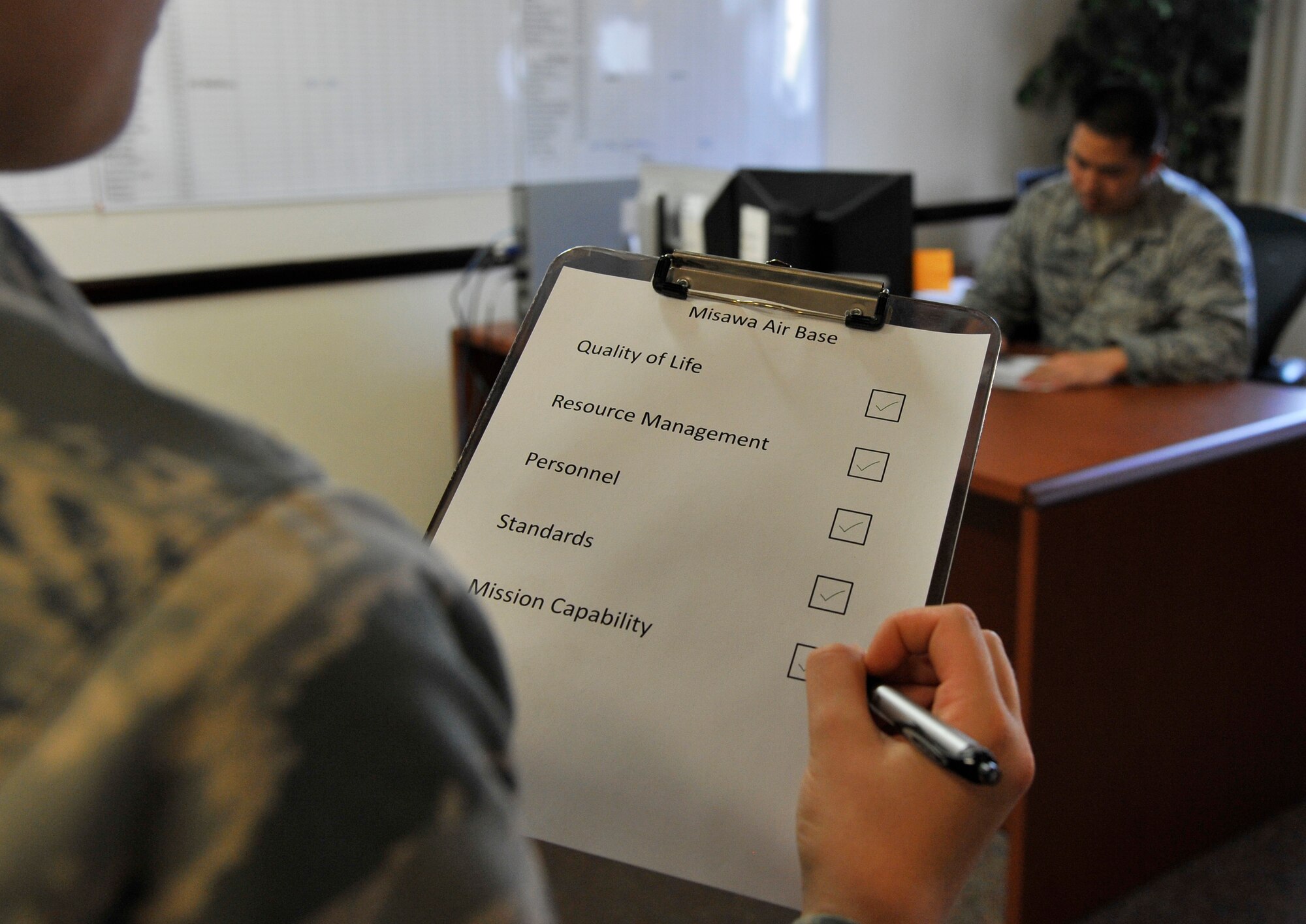 The Pacific Air Force’s Inspector General Team evaluated the 35th Fighter Wing Commander’s Inspection Program under the new Air Force Inspection System Oct. 27 through Nov. 2. The inspection focused on four major graded areas; managing resources, leading people, improving the unit and mission execution, with potential grades of outstanding, highly effective, effective, marginally effective or non-effective based on the team’s findings. Under the Commander’s Inspection Process, commanders can shape exercises to identify problem areas within their specific mission sets. These exercises not only help prepare for inspections, but ultimately help units execute the mission more effectively. (Photo illustration by Misawa Air Base Public Affairs)