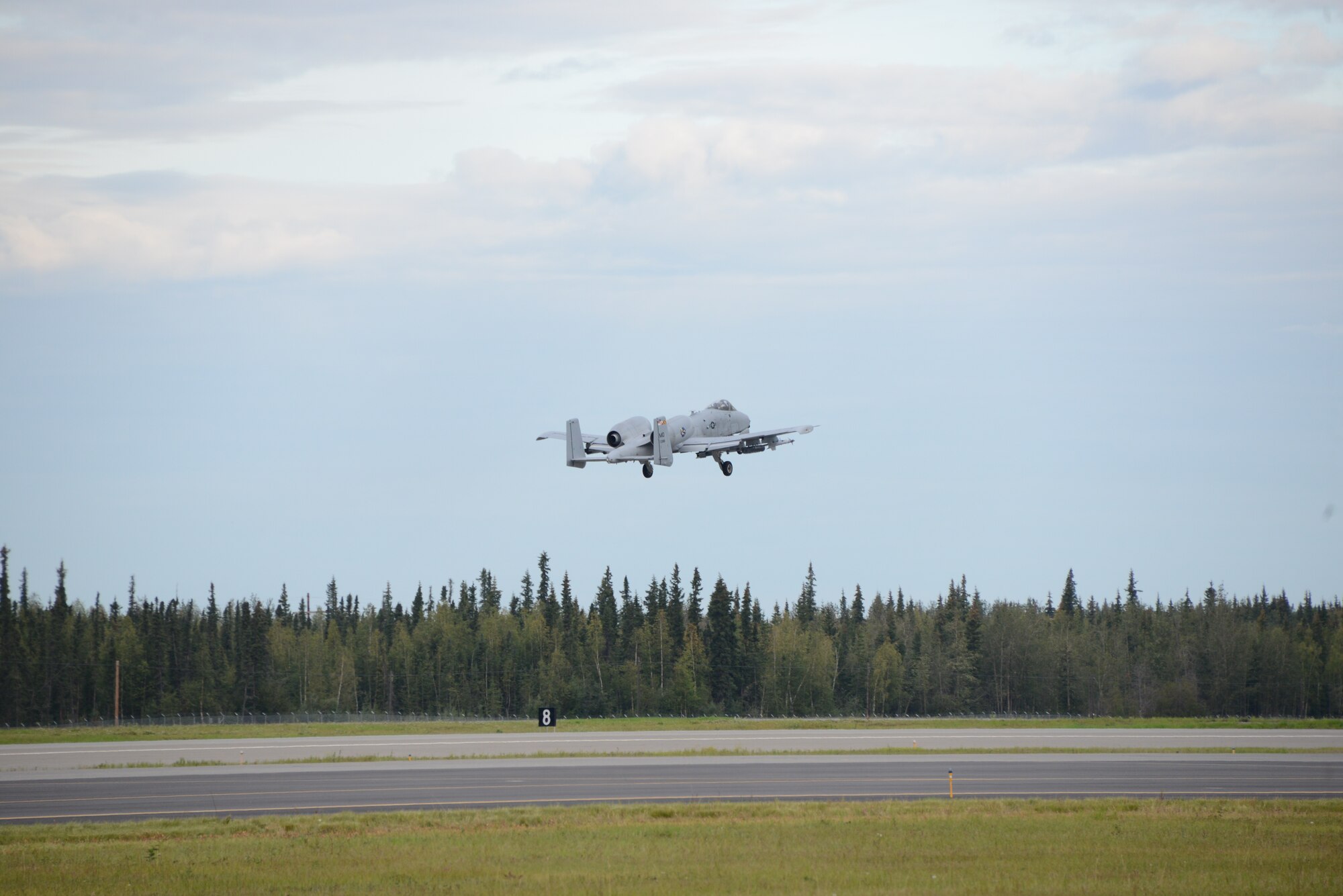 An A-10C Thunderbolt II from the Maryland Air National Guard, Baltimore, Md., takes off from Eielson Air Force Base, Ak. during Exercise Red Flag – Alaska 14-3. Exercise Red Flag – Alaska is a 10 day exercise that is a series of Pacific Air Forces commander-directed field training exercises for U.S. forces, provides joint offensive counter-air, interdiction, close air support, and large force employment training in a simulated combat environment. (Air National Guard photo by Tech. Sgt. Christopher Schepers/RELEASED)