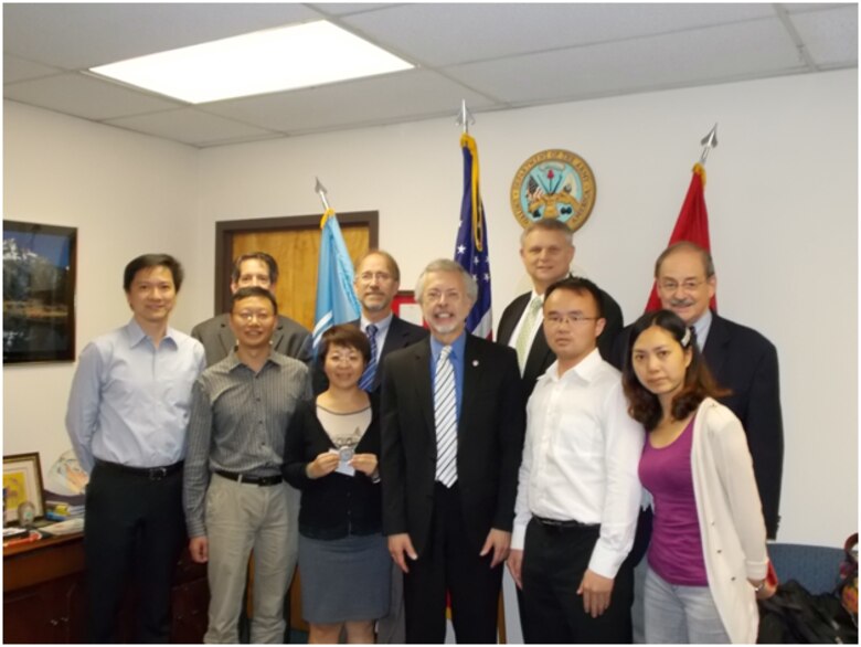 Participants (left to right) – front row Dr Wen Chang (IWR), Mr. Xingping YE (Jiangsu Institute of Urban Planning and Design), Ms. Yanyan MA (China Nature University), Mr. Bob Pietrowsky (IWR), Dr. Liangang CHEN (Nanjing Hydraulic Research Institute), Ms. Shanshan XI (Anhui Environment Protection Department). back row Mr. Tony Niles (ERDC), Dr. Will Logan (IWR), Dr. Joe Manous (IWR), Dr Jerry Delli Priscoli (IWR).