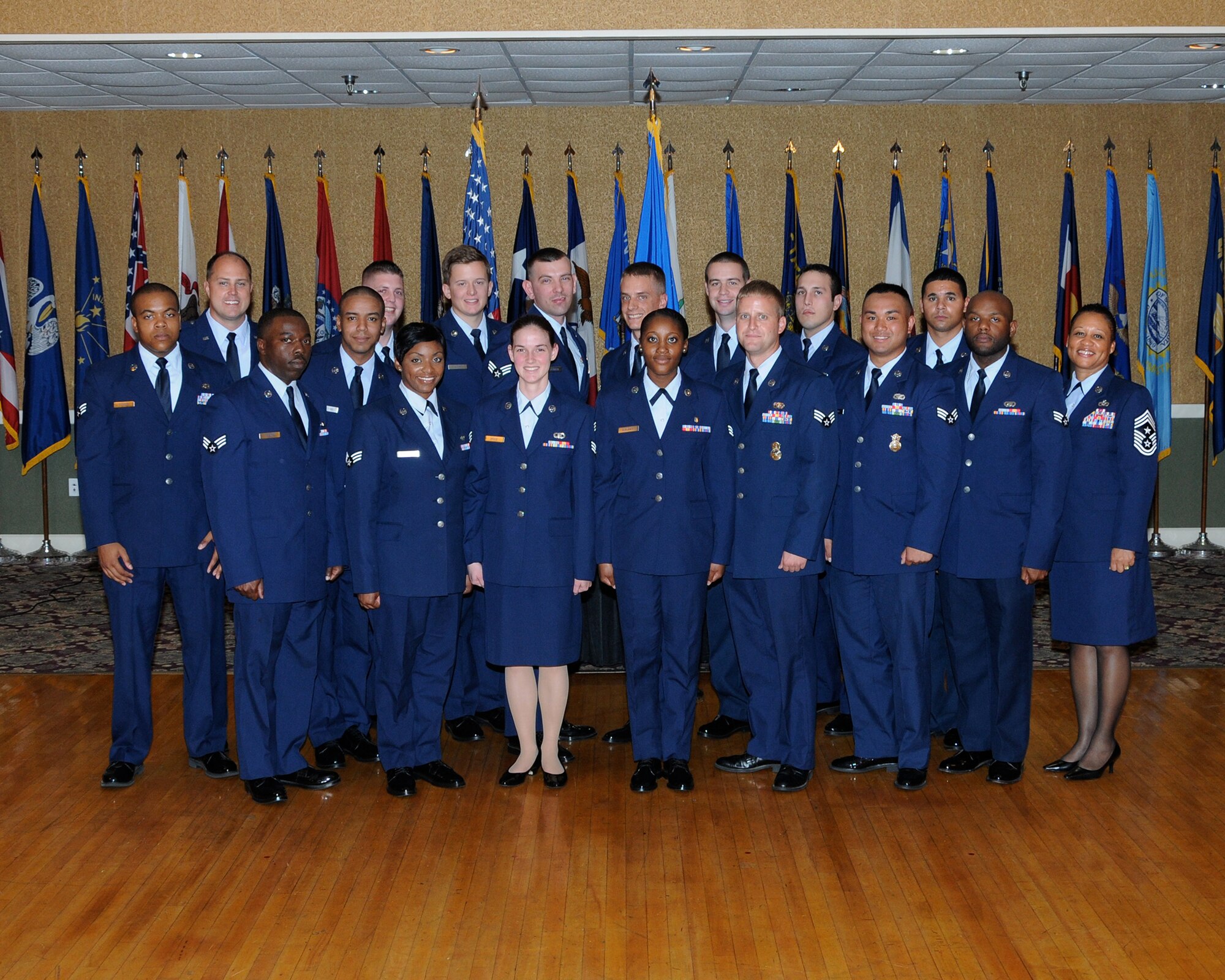 Sixteen Airmen from Columbus Air Force Base graduated from Airman Leadership School Class 14-6 during a ceremony Sept. 3 on Columbus Air Force Base.  ALS is a five-week-long professional military education course that armed the senior airmen with the skills and knowledge needed to perform their duties as front-line supervisors in the Air Force. (U.S. Air Force Photo/Melissa Doublin)