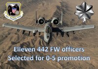 Elleven 442 FW officers selected for 0-5 (U.S. Air Force graphic by Captain Jeff Kelly)