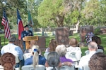Brig. Gen. Bob LaBrutta, 502nd Air Base Wing and Joint Base San Antonio commander, speaks at the Lyndon B. Johnson birthday observance wreath-laying ceremony Aug. 27 at the LBJ National Historical Park in Johnson City, Texas. (U.S. Air Force photo by Airman 1st Class Stormy Archer)