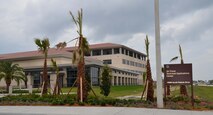 A view of the front entrance of the Air Force Technical Applications Center's new Singlevich Headquarters Building, which recently earned the National Award of Merit from the Design-Build Institute of America in the area of design, process and teaming. (U.S. Air Force photo/Susan A. Romano/Released)