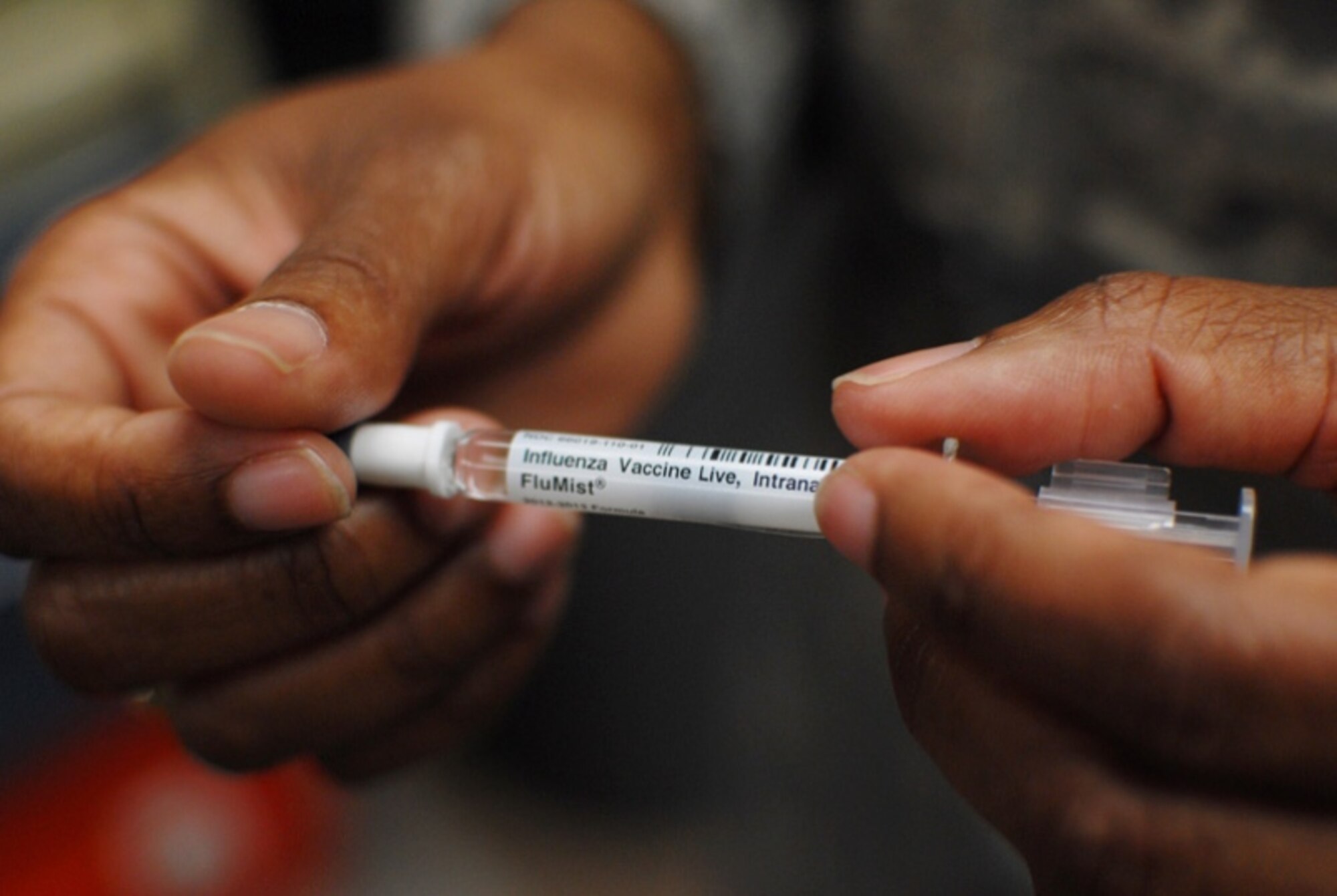 Flu season begins in October and lasts through May, with a peak likely in January and February. 927 AMDS personnel  expect to administer almost 800 influenza immunizations over the next three months. ( U.S. Air Force Photo by Brian Christiansen)