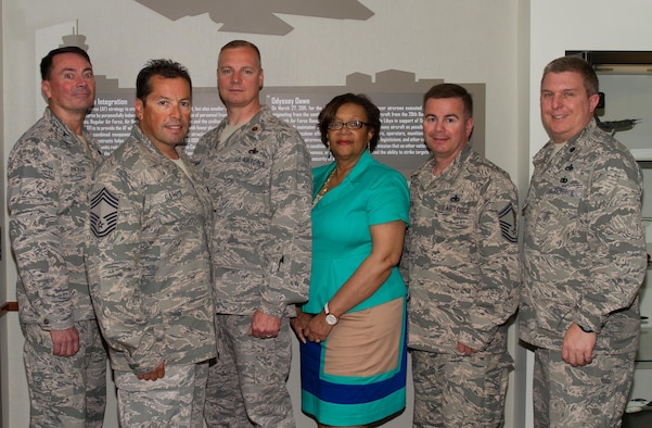 The Air National Guard has integrated aircraft maintenance and logisticians personnel within Air Combat Commands Logistics directorate and is comprised of Lt. Col. Gregory Johnson, Maj. Ingo Wyman, Chief Master Sgt. Gregory Garcia, Senior Master Sgt. Paul Carpenter, Nancy Oliver and Col. Roy Ingram.