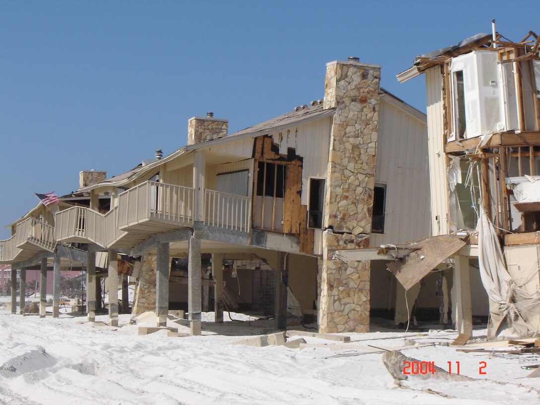 Damage is still apparent in this photo, taken almost three months after Ivan struck the Florida panhandle.  Of the four storms that hit Florida, Ivan caused the most damage, an estimated $18.8 billion.  