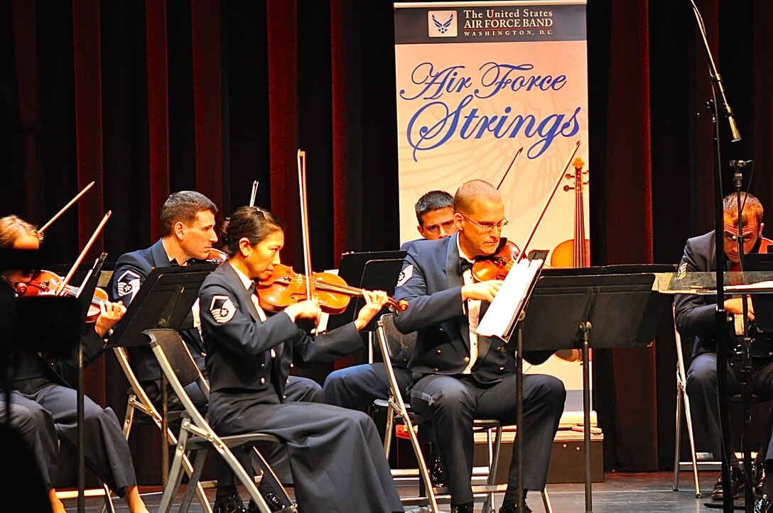 The Air Force Strings perform at the Kennedy Center's Millennium Stage. The
ensemble will present two concerts at the National Gallery of Art on Sunday,
Sept. 7 at noon and 1 p.m. (U.S. Air Force photo by Chief Master Sgt.
Deborah Volker/released)