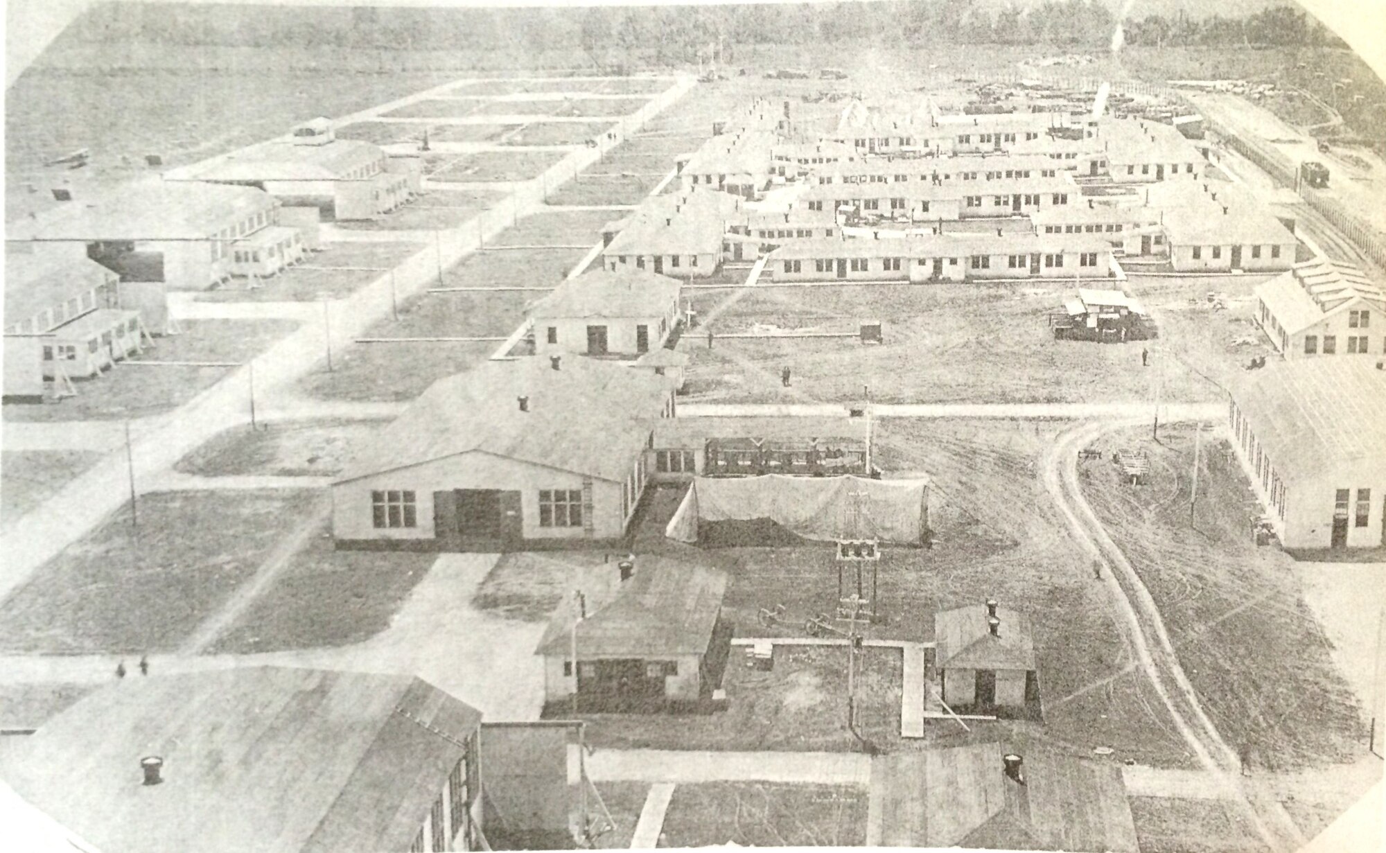 In 1918, Payne Field had all of the facilities essential for producing pilots, but was missing some additional buildings that would be added later. The entire field did not have any runways for aircraft, but rather used wind directions to determine where pilots would land. (Courtesy Photo)