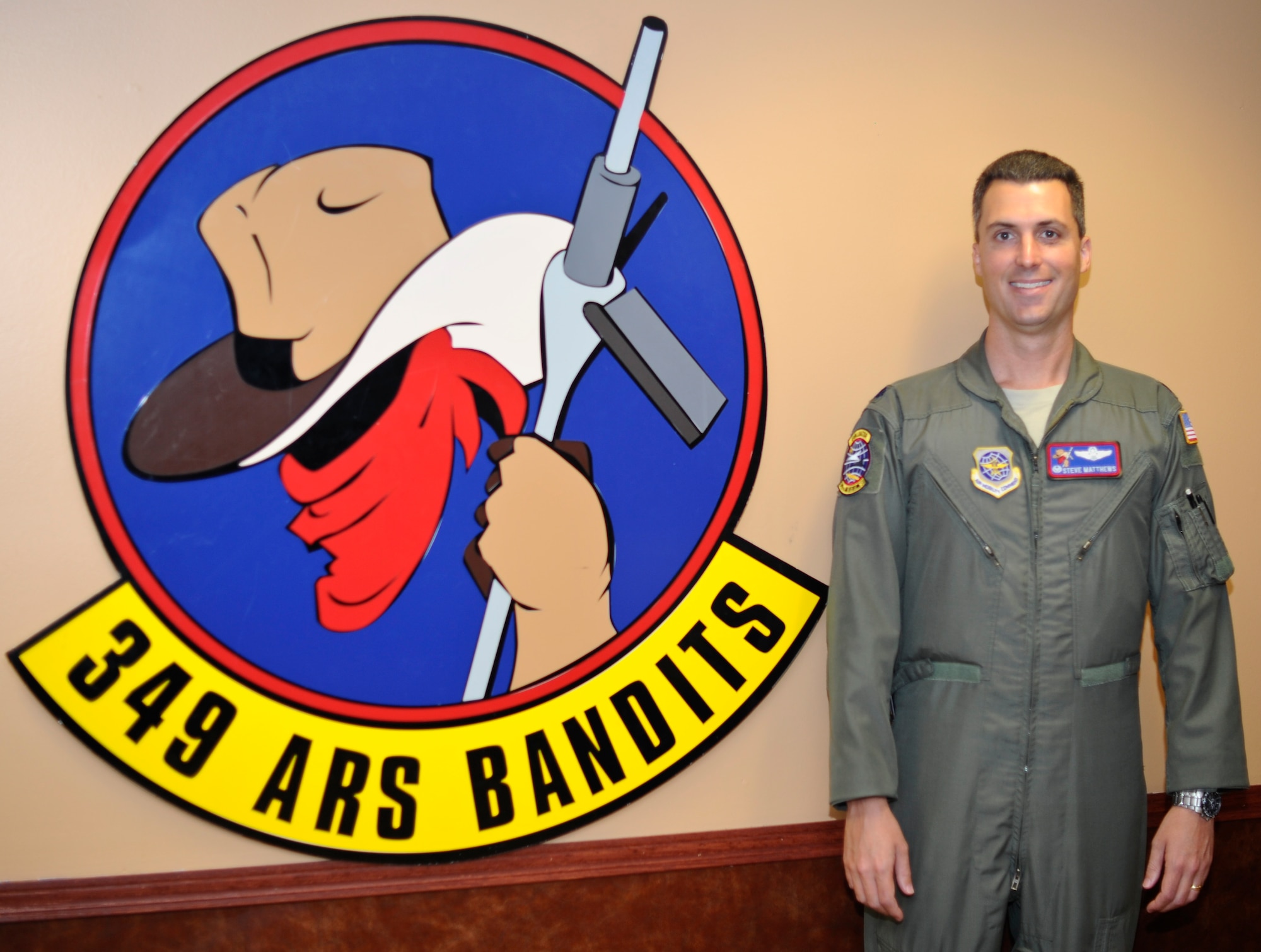Lt. Col. Stephen Matthews, 349th Air Refueling Squadron commander, poses for a photo, Sept. 3, 2014, at McConnell Air Force Base, Kan. He was nominated to receive the Lance P. Sijon Air Force Leadership Award for demonstrating the high qualities of leadership in the performance of his duties and personal life. (U.S. Air Force photo/Airman 1st Class John Linzmeier) 