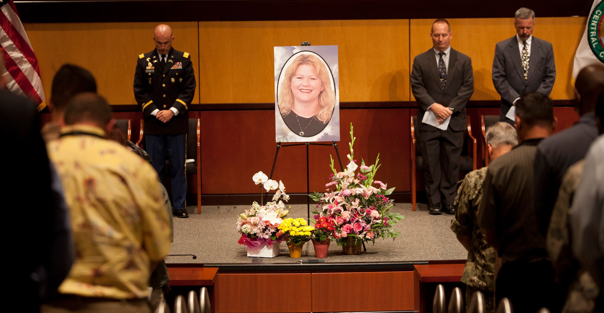 U.S. Central Command personnel gathered to celebrate the life of Michelle R. Hayes during a memorial service Aug. 27 at MacDill Air Force Base, Fla. (USCENTCOM photo by Sgt. Fredrick J Coleman/Released)