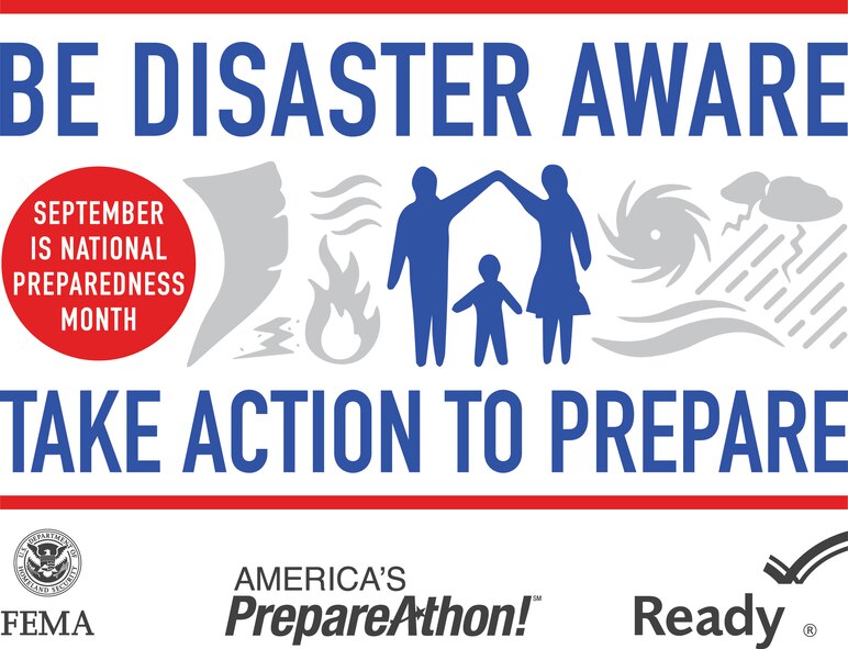 September is National Preparedness month and the Installation Office of Emergency Management is here to help. By following a simple mantra--be informed, make a plan, build a kit, and get involved--everyone can be prepared for most disasters. For more information, call Tech. Sgt. Jonathan Maas or Staff Sgt. Nathan Sisk at 731-6632 or visit www.ready.gov. (Courtesy graphic) 

