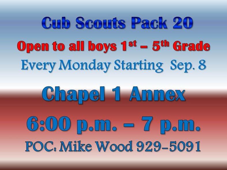 Every Monday starting Sep. 8. from 6 to 7 p.m.