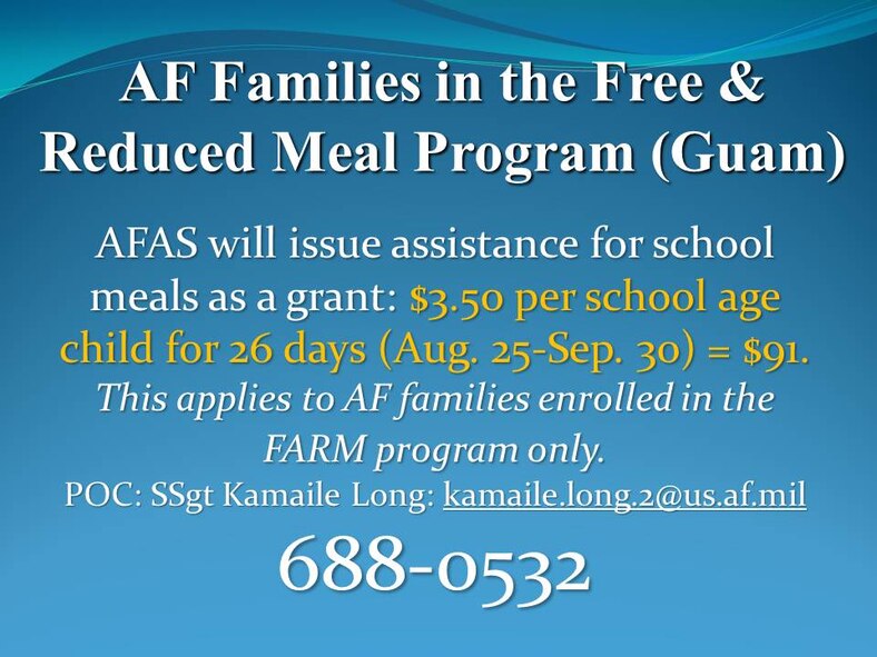 This applies to AF families enrolled in the FARM program only.