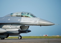 An 85th Test and Evaluation Squadron F-16 Fighting Falcon pilot waits to take off from the flightline at Eglin Air Force Base, Fla.  The 85th TES Airmen fly operational test missions in the F-16, F-15.  The 85th TES is a squadron in the 53rd Wing.  (U.S. Air Force photo/Tech. Sgt. Jasmin Taylor)