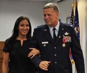 Col. Robert Mortensen, deputy director operations and plans at Tenth Air Force, retires from duty during a ceremony Sep. 6, 2014, Naval Air Station Fort Worth Joint Reserve Base, Texas. He previously served as vice-commander of the 301st Fighter Wing from 2008 to 2010. (U.S. Air Force photo by Staff Sgt. Samantha Mathison)