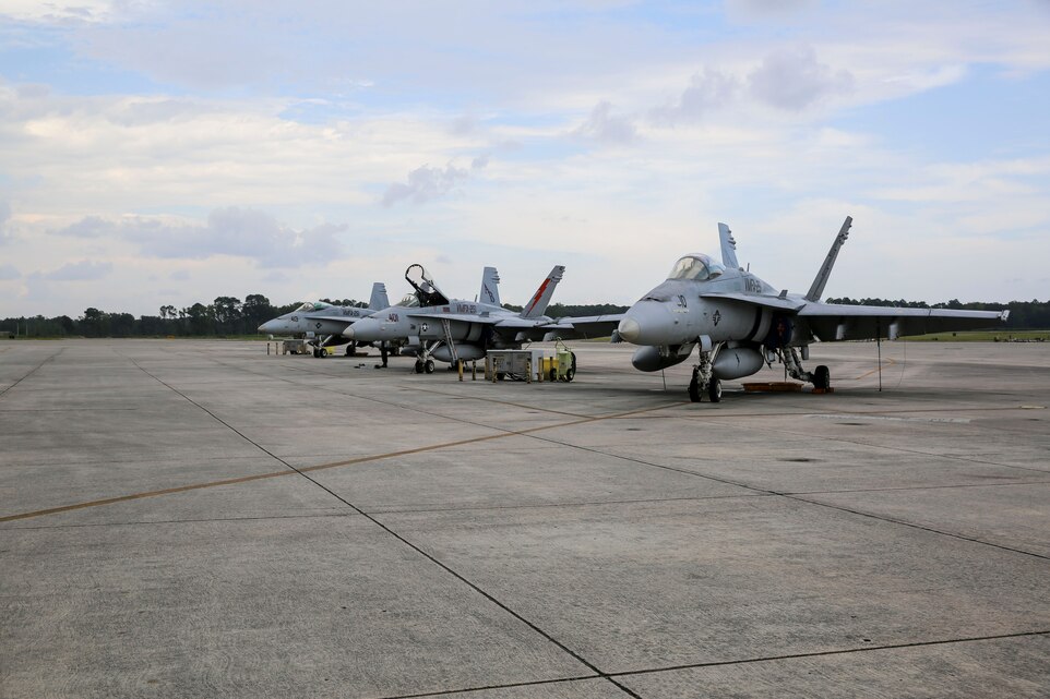 Marine Fighter Attack Squadron 251 conducted Fleet Carrier Landing Practice training aboard Marine Corps Air Station Beaufort, Sept. 2. The valuable training prepares pilots for situations and landings they will face while deployed aboard an aircraft carrier.