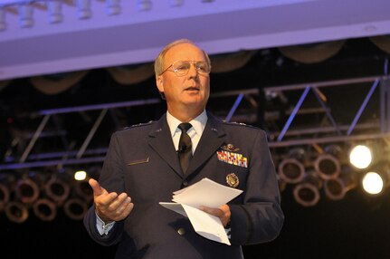 Gen. Craig R. McKinley, the chief of the National Guard Bureau, addresses the 131st National Guard Association of the United States General Conference in Nashville, Tenn., on Sept. 11, 2009. "The 21st century is going to be a tough one but the National Guard will be there, ready and resilient," McKinley said.