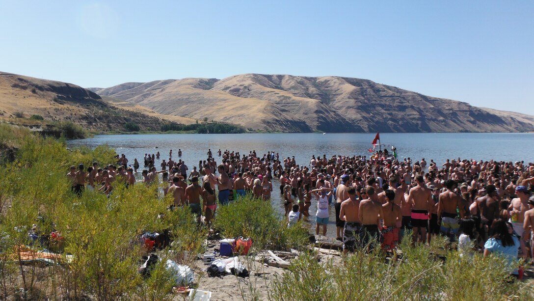 About 1,800 people unexpectedly visited the Dunes, a popular site located at Snake River Mile 102 on the south shoreline about three miles downstream of Lower Granite Lock and Dam, causing significant environmental damage, and potential public health and safety concerns.