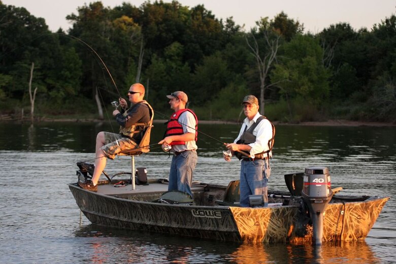 Three anglers fish for "the big one" on Old Hickory Lake.